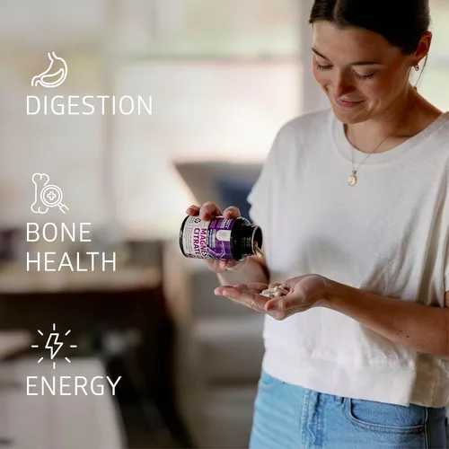 Vista 2 de Pure Magnesium Citrate Capsules 1250mg, Easily Absorbed and Purified Trace Mineral for Muscle and Digestive Support, 120 Caps