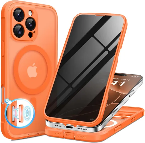 Vista 32 de BERFY Funda para iPhone 16 Pro, compatible con MagSafe, protector de pantalla de vidrio templado 9H integrado y protección de cámara, funda