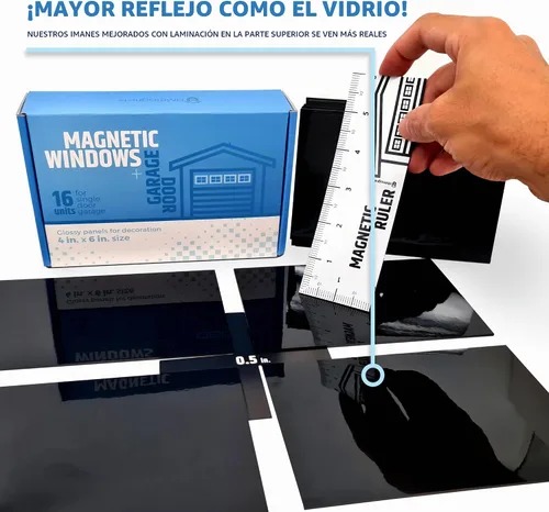Vista 4 de Ventanas magnéticas fuertes y brillantes para puerta de garaje (tamaño pequeño), se ven como paneles de ventana reales, paneles sintéticos, fáciles