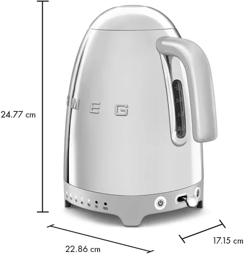 Vista 6 de SMEG 7-Cup Variable Temperature Electric Kettle - Retro Style Aesthetic with Advanced Technology - Stainless Steel, 1400W, 120V, 360° Swivel Base