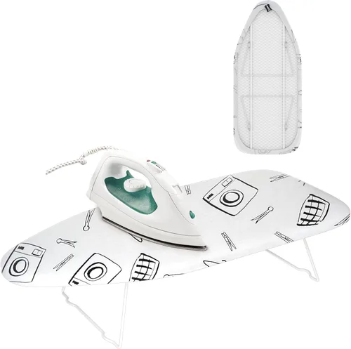Vista 7 de Tabla de planchar pequeña de mesa con colgador para ropa y cubierta y almohadilla resistentes al calor, 24"x14.5" tabla de planchar compacta