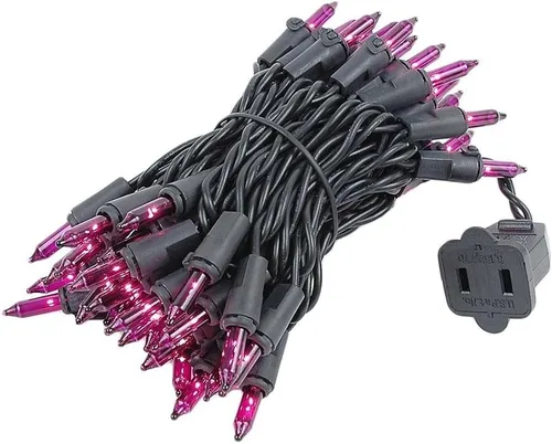 Vista 9 de Novelty Lights Mini luces incandescentes tradicionales de 11 pies, 50 bombillas, amarillo sobre cable negro con espacio de 2.5 pulgadas, grado