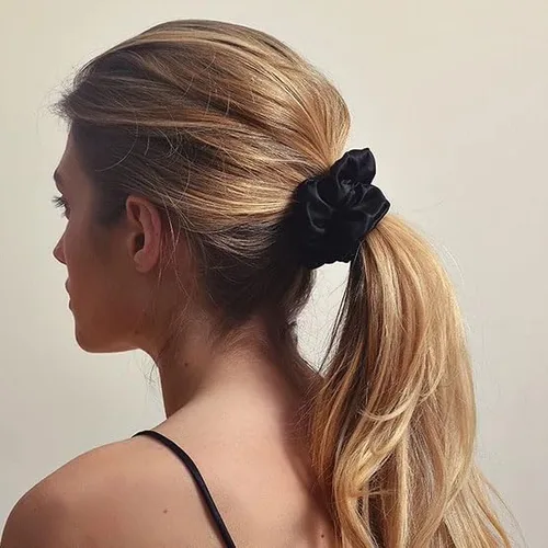 Vista 3 de Paquete de 3 coleteros de seda para el cabello, 100% seda de morera pura, 16 momme con banda elástica, bandas elásticas para el cabello para mujeres