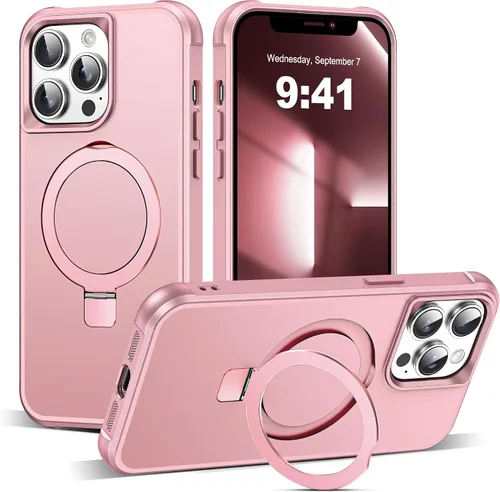 Vista 26 de SKYLMW – Funda compatible con iPhone 12 Pro Max y iPhone 13 Pro Max con soporte magnético invisible tipo anillo, fundas translúcidas para teléfonos