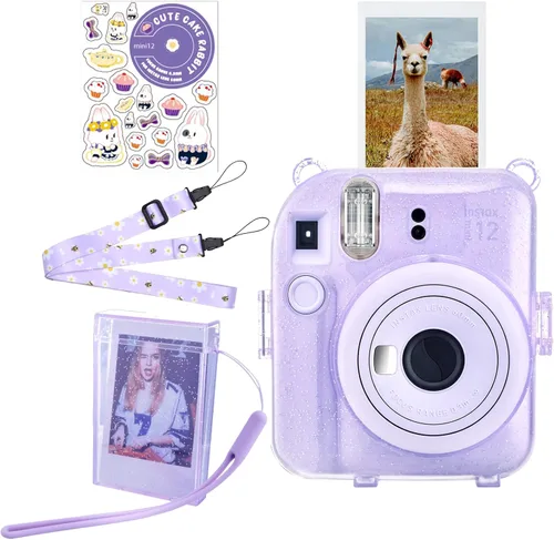 Vista 13 de Funda rígida transparente mejorada con adhesivo de bricolaje para cámara instantánea Fujifilm Instax Mini 12, funda transparente Instax Mini 12