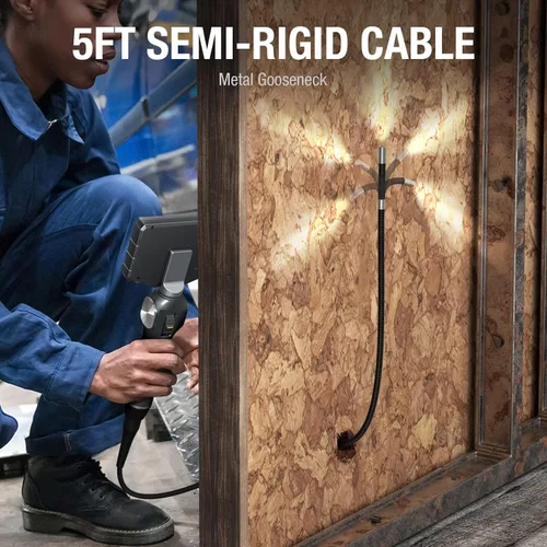 Vista 4 de Teslong Boroscopio articulado bidireccional con luz, cámara de inspección de endoscopio IPS de 5 pulgadas con cabezal de articulación, alcance