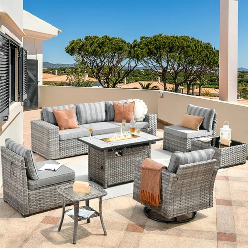 Vista 50 de HOOOWOOO Outdoor Patio Sectional Furniture Sofa Set with Widened Armrest,6 Piece Small Modern Wicker Couch,Modular L Shaped Conversation Seating Set