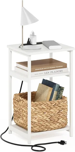 Vista 11 de FURINNO Elegante mesa auxiliar, roble francés gris/negro, paquete de 2 (2-99800GYW)