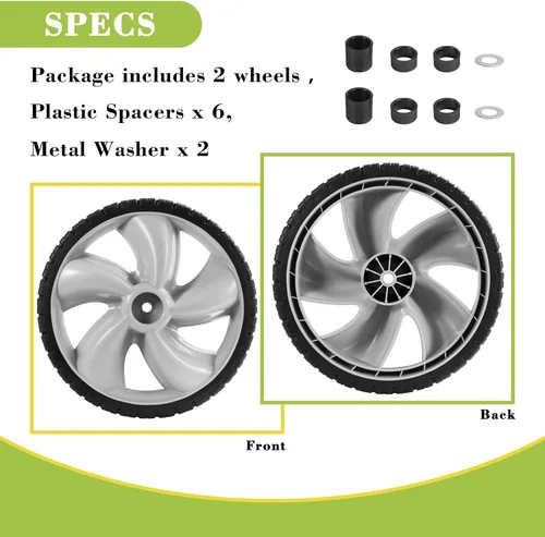 Vista 5 de Arnold 490-324-0002 - Rueda trasera de repuesto de 12 pulgadas para cortacésped, rueda de plástico de 12 x 1.75 pulgadas, compatible con cortacésped