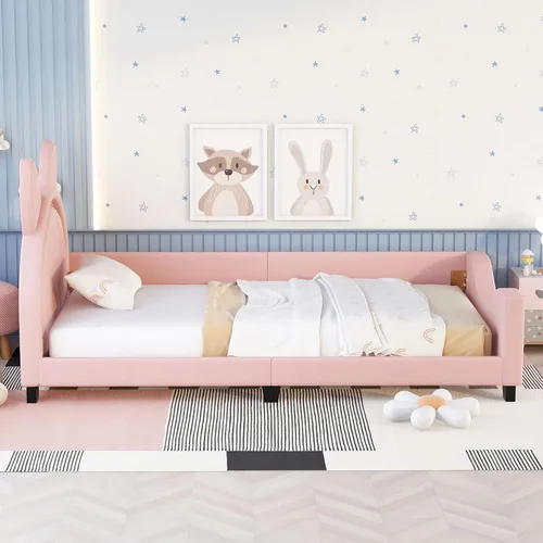 Vista 91 de Sofá cama de tamaño individual con 2 cajones y barandilla rústica, cama de plataforma capitán de madera con soporte de listones resistente, sofá