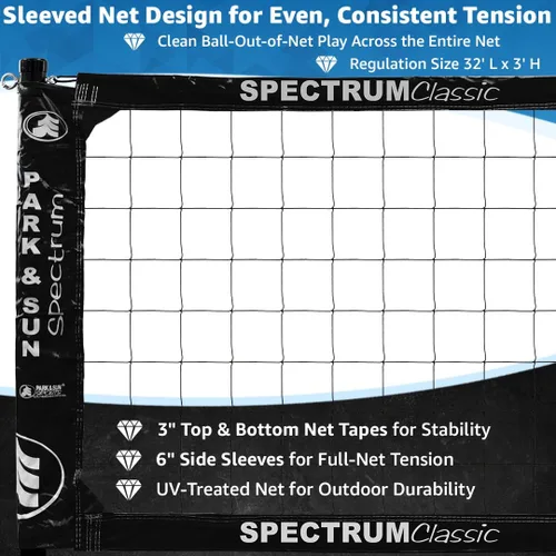 Vista 2 de Park & Sun Sports Spectrum Classic: Sistema de red de voleibol profesional ajustable para exteriores