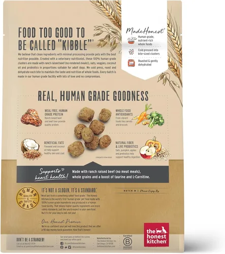 Vista 3 de The Honest Kitchen Granos de carne de grano entero, avena y superalimentos, alimentos integrales para perros, alimentos secos de grado humano hechos