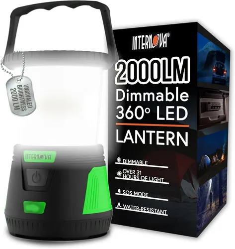 Vista 7 de Internova Linterna LED de camping de 2000 lúmenes, linterna de batería de mayor duración, alimentada y operada con control de luz infinito de 360