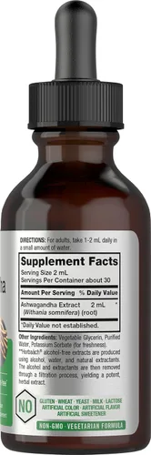 Vista 2 de Horbäach Ashwagandha Liquid Drops 2 Fl Oz Tincture Root Extract Alcohol Free Supplement for Women and Men Withania Somnifera Vegetarian