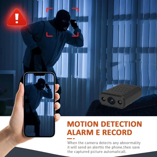 Vista 4 de Mini cámara de seguridad inalámbrica WiFi, cámara de niñera 4K con visión nocturna, visión remota para seguridad con iOS, teléfono Android