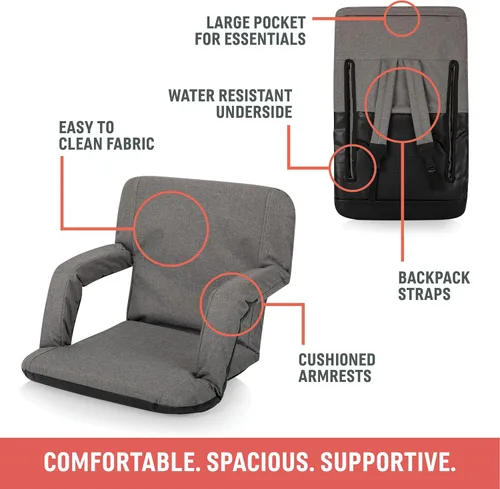 Vista 7 de ONIVA de Picnic Time, Ventura - Silla reclinable para estadio, azul marino, 38 x 20 x 4