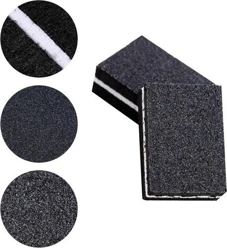 Vista 5 de 100 unidades de mini amortiguadores para uñas de grano 180/100 para uñas acrílicas para el cuidado de las uñas (negro)