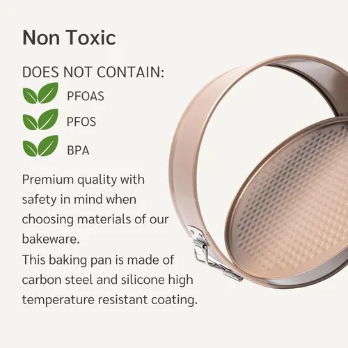 Vista 4 de HAPPIELS Molde desmoldable antiadherente para cheesecake de 8 pulgadas Libre de PFOA y BPA, molde desmoldable no tóxico para pasteles Los