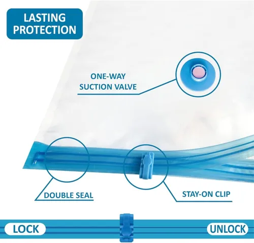 Vista 8 de Bolsas de almacenamiento al vacío, paquete de 20 (4 jumbos/4 grandes/4 medianos/4 pequeños/4 rollos) - Bolsas de compresión ahorradoras de espacio