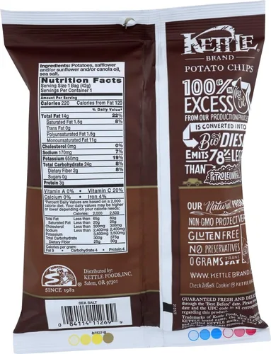 Vista 2 de Kettle Brand Patatas fritas con sal marina, 1.5 onzas - 24 por caja.