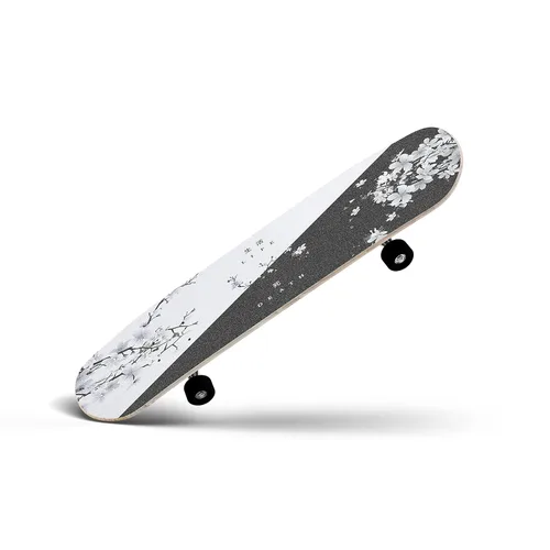 Vista 2 de Cinta de Agarre Japonesa con Diseño de Flores para Longboard Cinta de Agarre Deportes Exterior Negro Blanco Skateboard Cinta de Agarre, cinta