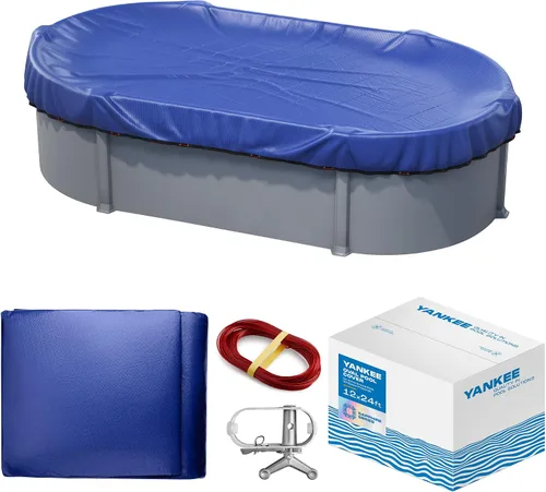 Vista 11 de Yankee - Cubierta para piscina ovalada 12 x 18 pies Cubierta ovalada de invierno para piscinas sobre el suelo Extra gruesa y duradera