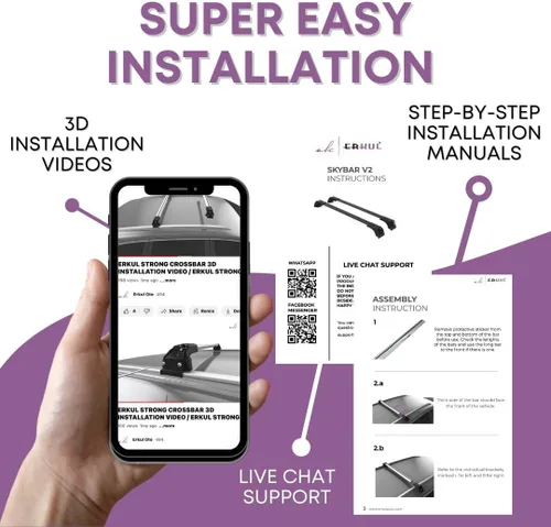 Vista 6 de ERKUL Barras transversales para portaequipajes de techo resistentes de 220 libras para Cadillac XT5 2016-2025 Barras transversales de aluminio