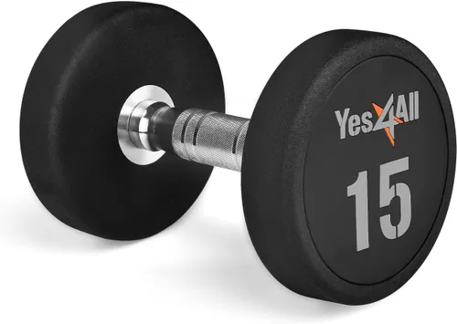 Vista 8 de Yes4All Mancuerna de uretano con mango moleteado antideslizante de 5 a 50 libras para construcción muscular, se vende individualmente