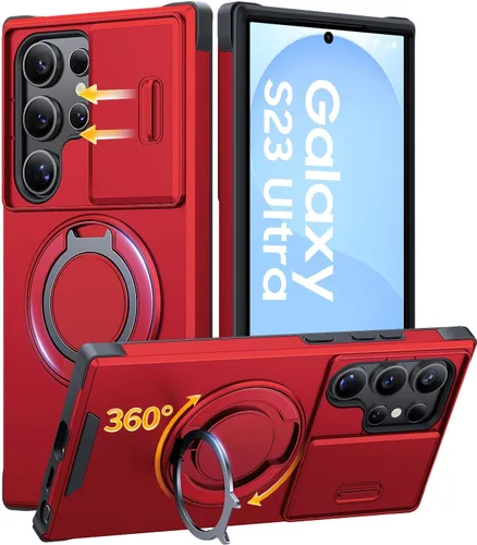 Vista 29 de JAME Funda para Samsung Galaxy A17/A16 5G, soporte de anillo, cubierta de cámara deslizante, 2 protectores de pantalla, protección de doble capa a