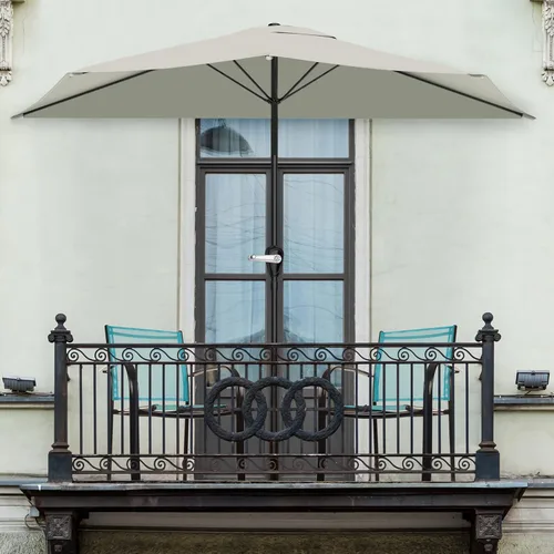 Vista 6 de Pure Garden Half Umbrella - 9 ft Patio Umbrella with Easy Crank - Half Umbrella Outdoor Patio Shade