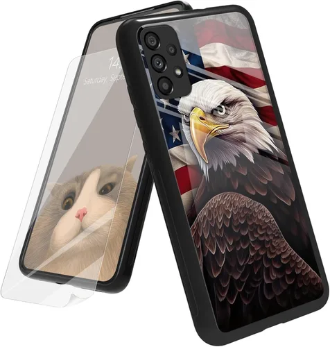 Vista 192 de Funda para Samsung Galaxy A12 5G con protector de pantalla, parte trasera de vidrio templado + TPU de silicona suave que absorbe los golpes