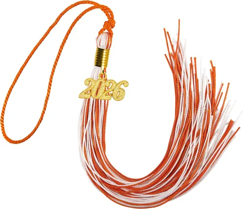 Vista 28 de GraduationMall Borla de graduación de un solo y varios colores con dije del año 2025 de 9 pulgadas