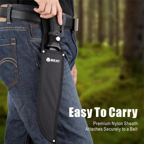 Vista 6 de REAT Machete Knife with Shaeth,15" Lightweight Garden Tools Knife,Ergonomic No-Slip Handle, Machetes for Bushcraft, Outdoor Hunting, Garden Cutting