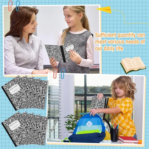 Vista 5 de Fainne Paquete de 60 cuadernos de composición B5 a granel de 7.5 x 9.75 pulgadas, cuadernos de composición con rayas universitarias, 50 hojas