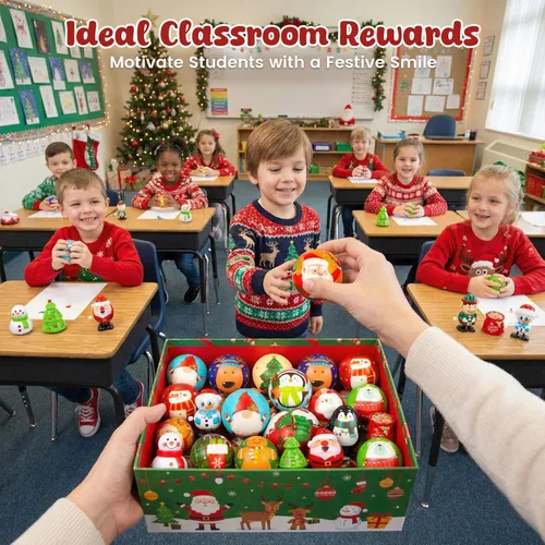 Vista 5 de AMOR PRESENT 16 bolas antiestrés de Navidad para niños, juguetes para apretar, bolas sensoriales antiestrés, juguetes fidget, rellenos