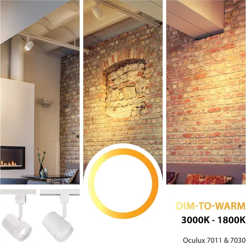 Vista 3 de WAC Lighting L-7011-WD-WT Oculux 7011 - Lámpara LED de cabeza de riel de luz regulable a cálida, grande, color blanco