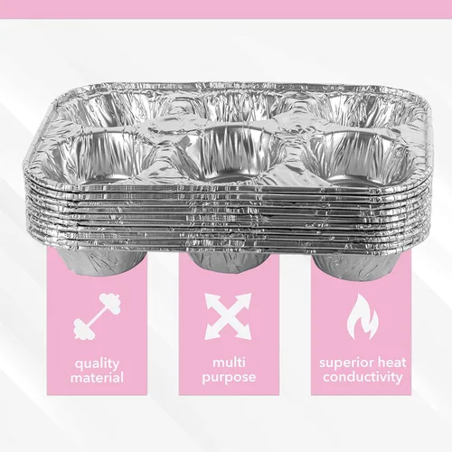 Vista 7 de PLASTICPRO moldes de papel de aluminio para muffins reutilizables y desechables, para 6 cupcakes/muffins y moldes de papel de aluminio