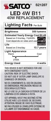 Vista 6 de Satco S21287 4B11/LED/927/FR/120V/E26-paquete de 6
