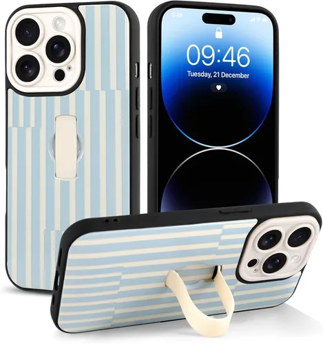 Vista 86 de Funda Compatible con iPhone 13 con Correa de Mano para los Dedos y Soporte, Funda de Teléfono con Estampado de Leopardo y Guepardo Moderno y Genial