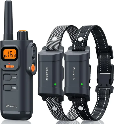 Collar de Entrenamiento para Perros Bousnic con Control Remoto - Collares de Descarga para Perros Impermeables de 4000ft para 2 Perros, para Perros
