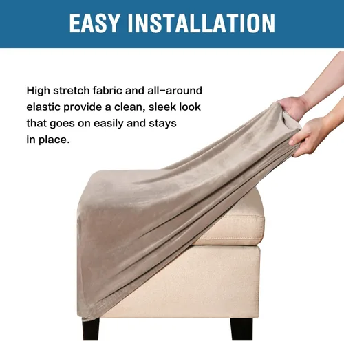 Vista 45 de ADPON Fundas otomanas cuadradas de terciopelo para otomanas, fundas protectoras para reposapiés cuadrados, fundas protectoras para taburetes de Azul