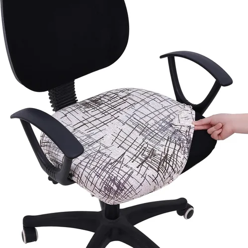 Vista 19 de Smiry Fundas de asiento impresas para silla de computadora de oficina, ajuste elástico, universal para silla giratoria de escritorio, lavables, Beige