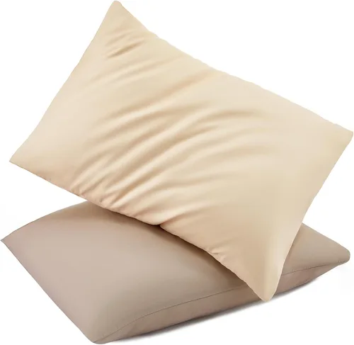 Vista 17 de TILLYOU Paquete de 2 fundas de almohada para niños pequeños con cierre de sobre, 13" x 18" de microfibra sedosa y suave, fundas de almohada de viaje