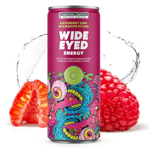 Vista 9 de Collective Arts - Bebidas energéticas de ojos anchos, bebida espumosa vitaminizada con cafeína con sabor natural con extractos de frutas, Lemon