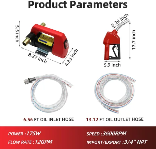 Vista 2 de Bomba de transferencia de combustible 12V, kit de bomba de transferencia de diesel 12GPM, bomba de transferencia de combustible DC eléctrica