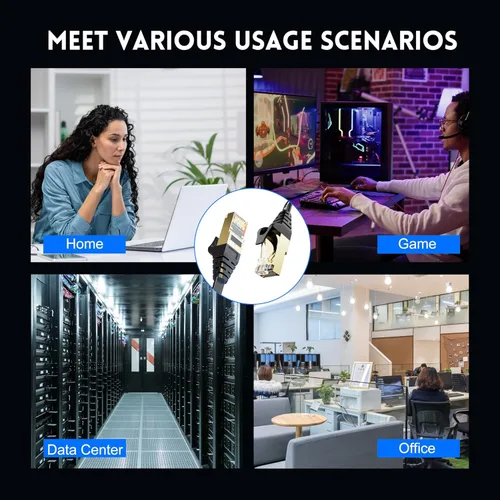 Vista 8 de Cable blindado Cat 7 para conexión de Ethernet (cable de la más alta velocidad), plano, tiene un conector RJ45 a prueba de enganche, para módem