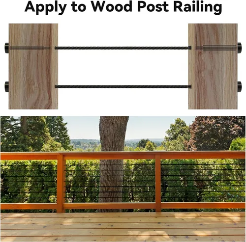 Vista 3 de Tongmo Cable de acero inoxidable negro de 1/8 pulgadas, 800 pies, flexible y resistente al óxido, ideal para cubiertas, escaleras, cercas