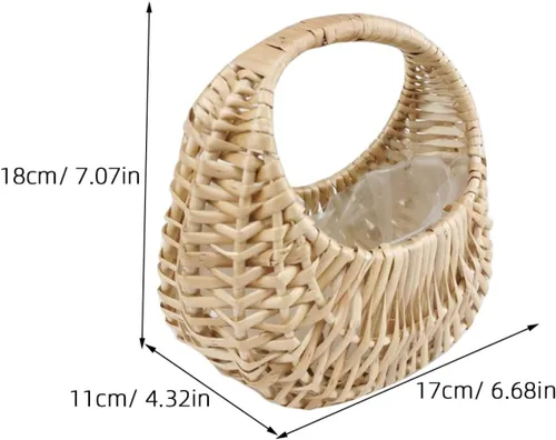 Vista 2 de Hemoton Contenedores de alimentos para exteriores, cesta de pastos marinos, cesta de almacenamiento tejida a mano, cesta de almacenamiento