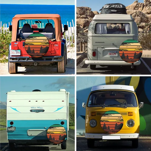 Vista 3 de Fundas de neumáticos de repuesto para remolques, neumáticos retro de bosque para automóviles, resistentes a la intemperie, a prueba de polvo