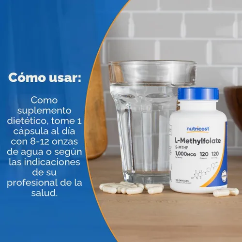 Vista 7 de Nutricost Methylfolato 1000 mcg, 120 cápsulas vegetarianas - Sin gluten, sin OMG